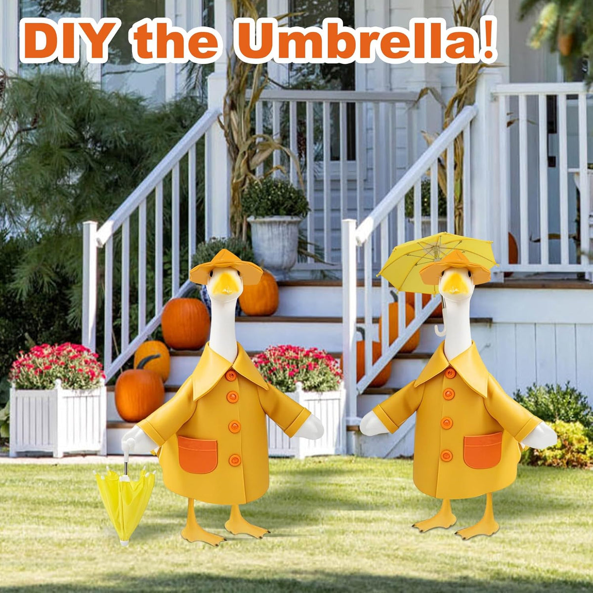 Raincoat Porch Goose Outfit for Large 23" High Cement or Plastic Goose Statue, Spring Yard Goose