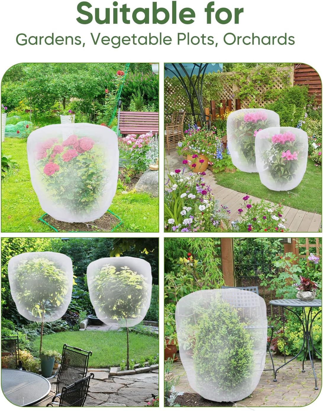 Bird Netting for Garden Protection - 4 Pack Garden Netting Pest Barrier with Drawstring,Mosquito