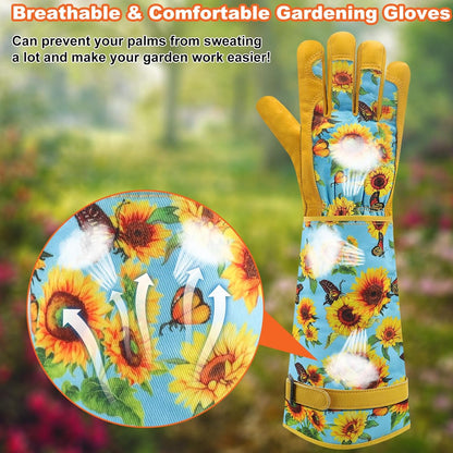 DLY Gardening Gloves for Women, Rose Gloves Gardening Thorn Proof, Long Garden Gloves for Women