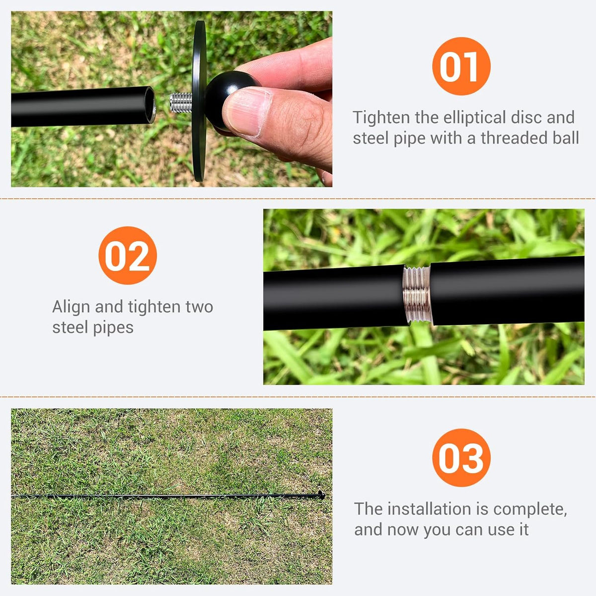 6 Sets Garden Stake Netting Support, Heavy Duty Metal Garden Poles for Netting, Powder Coated