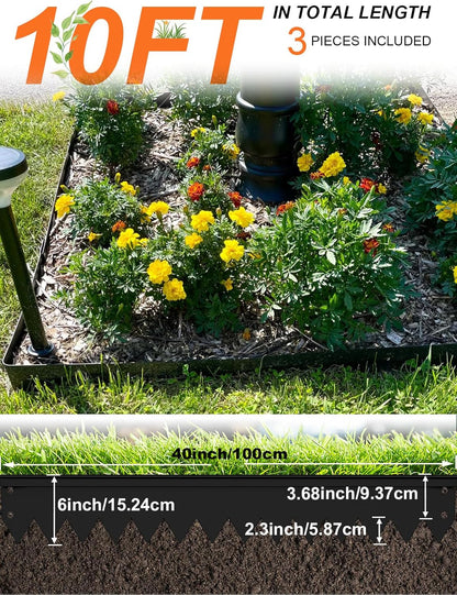 Vinci Landscape Edging Border, 40" L x 6" H 3Pack 10FT Total Black Galvanized Steel Garden Edging