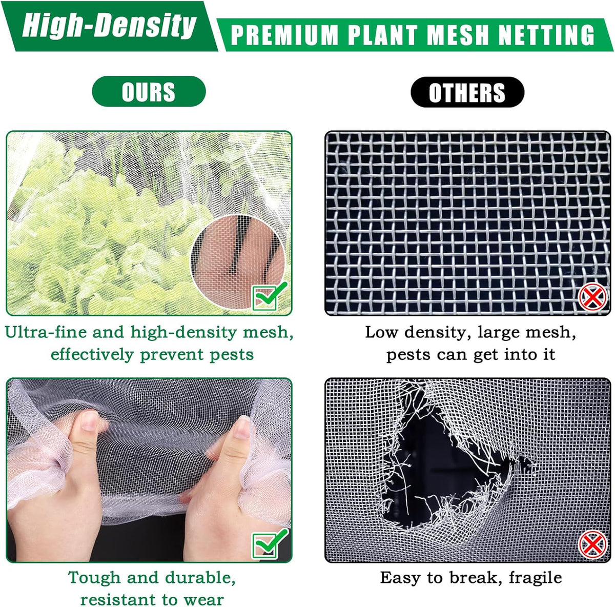 10 X 50 FT Garden Mesh Netting Pest Barrier for Raised Beds, Fruit Tree Netting for Cicadas, Bird