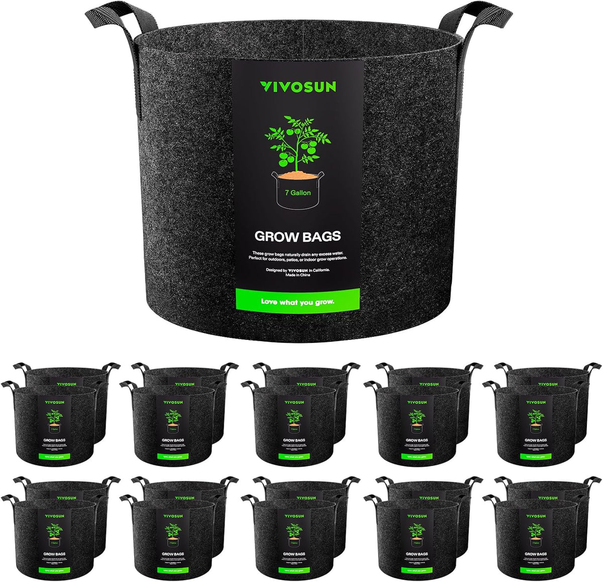 VIVOSUN 20-Pack 7 Gallon Grow Bags, Heavy Duty Thickened Nonwoven Fabric Pots with Handles for