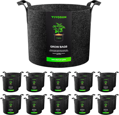 VIVOSUN 20-Pack 7 Gallon Grow Bags, Heavy Duty Thickened Nonwoven Fabric Pots with Handles for