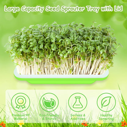 Legigo 16 Pack Green Seed Sprouter Trays- Soil-Free Cultivation Germination Tray, BPA Free Nursery