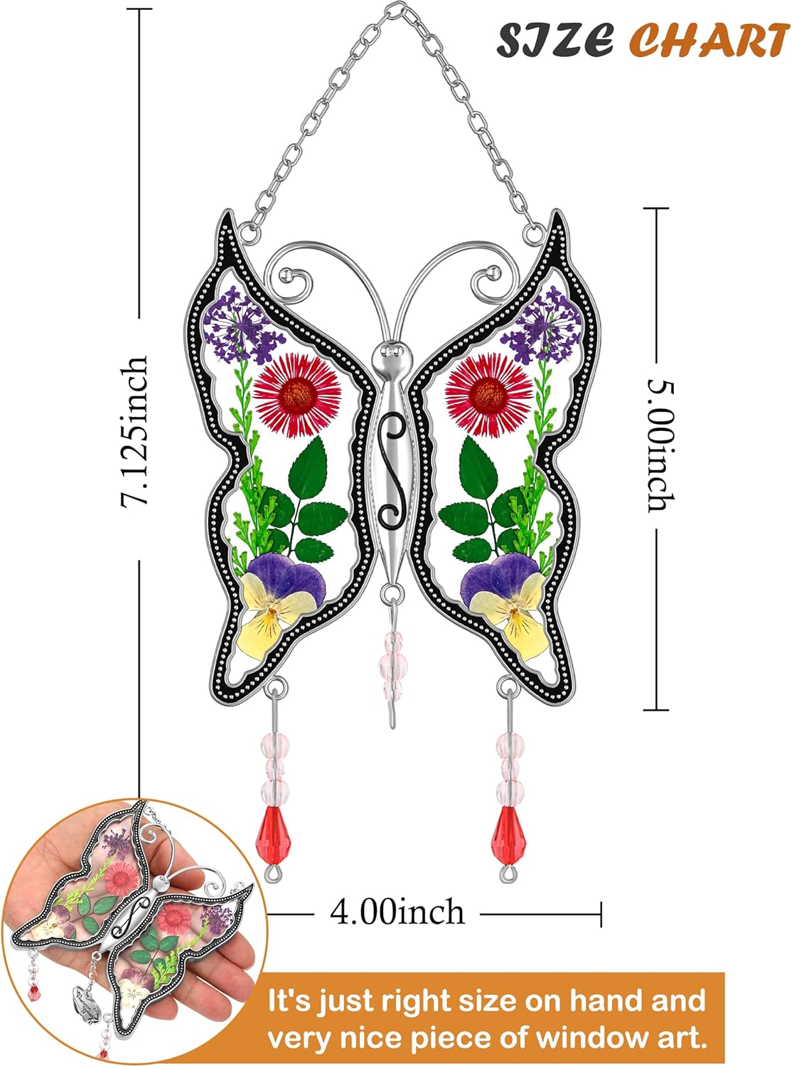 KY&BOSAM Butterfly Suncatchers DIY Stained Glass Suncatcher for Windows Ornament Wind Chime with