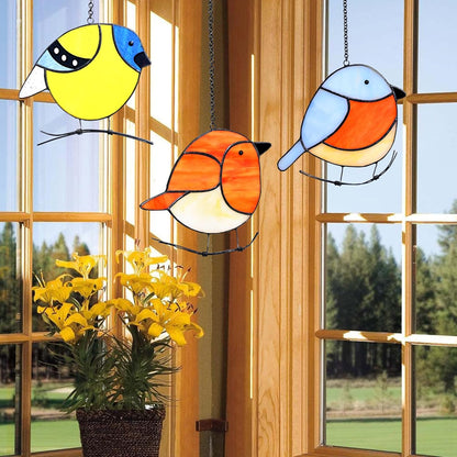 3 Pack Birds Stained Glass Suncatchers, Handmade Window Hanging, Cute Sun Catchers, Indoor Outdoor
