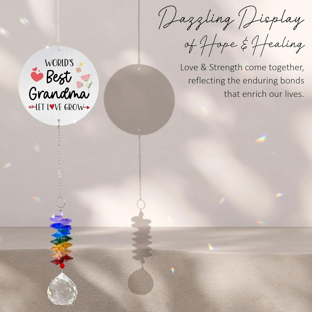 Aluminum Ornament Suncatcher - World 's Best Grandma Birthday Gift for Grandma, Mom - Unique Gift