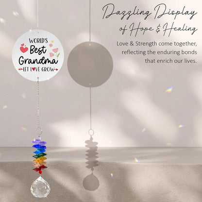 Aluminum Ornament Suncatcher - World 's Best Grandma Birthday Gift for Grandma, Mom - Unique Gift