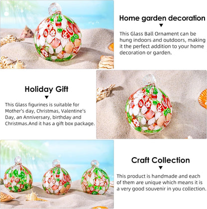 Hand Blown Glass Witch Ball,Glass Ornament Hanging Garden Gazing Ball Indoor Outdoor Home Décor. (3)