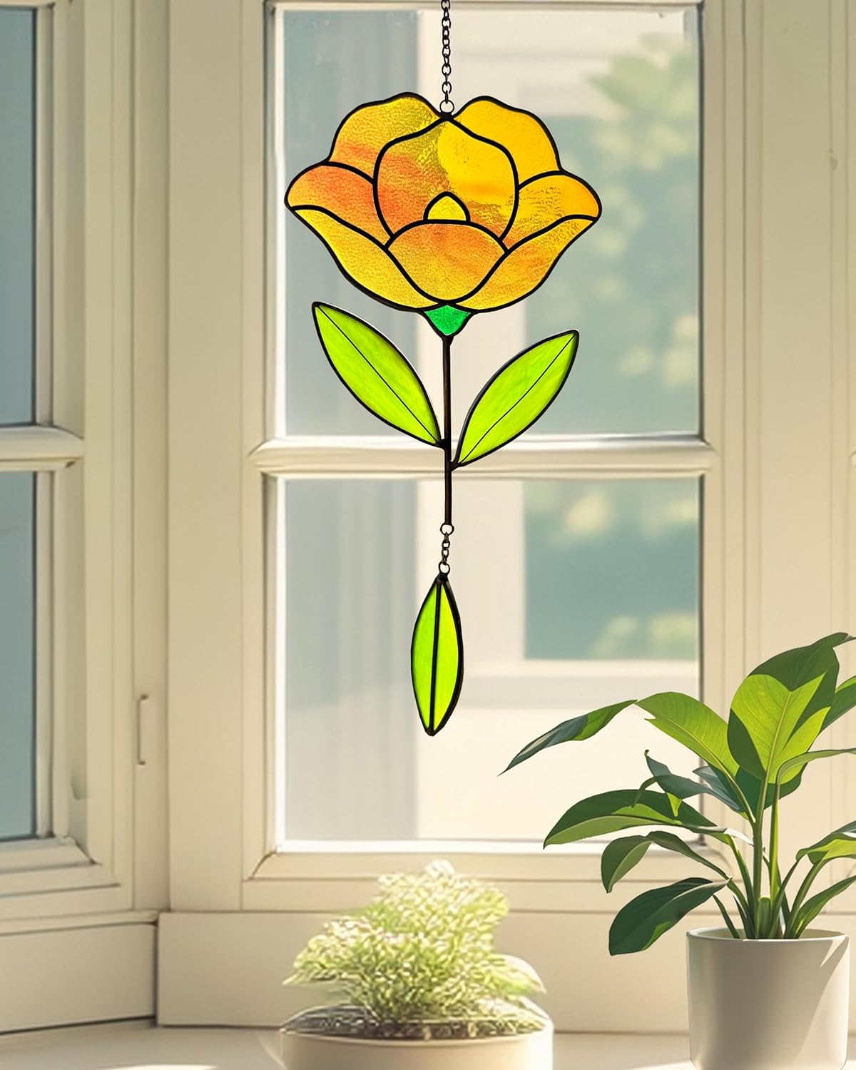 Flower Suncatchers, Stained Glass Window Hangings, Garden Suncatchers for Window and Wall Decor