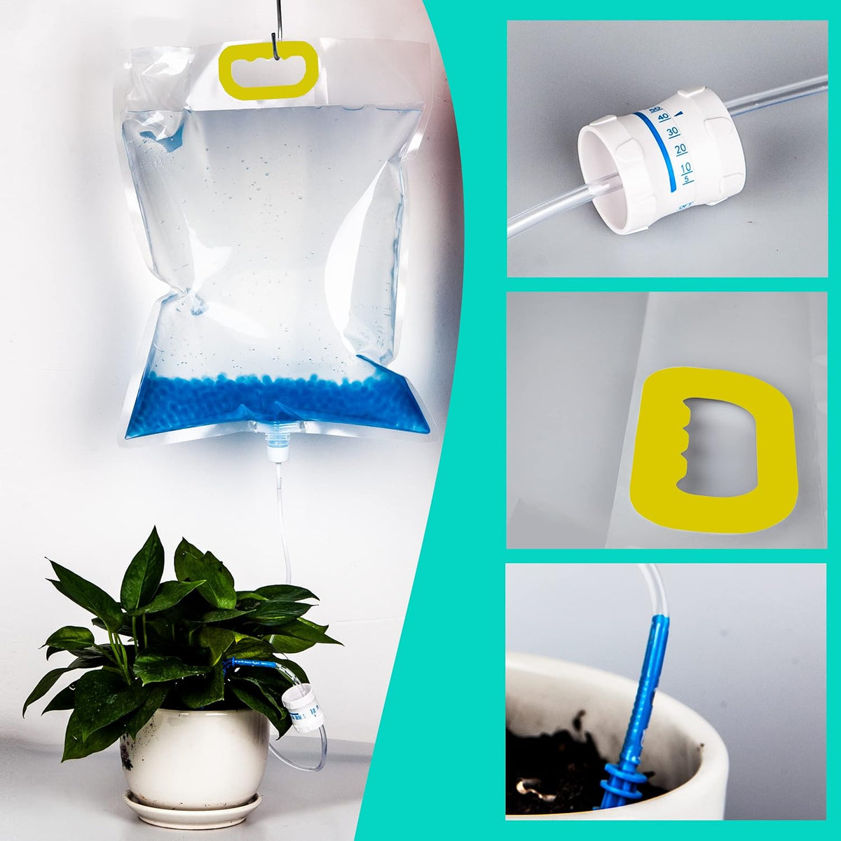 3.5L Plant Self Watering Bags with Adjustable Flow Regulators & Hooks,Automatic Plant Waterer