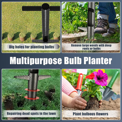 Bulb Planter Tool, 33.5 inch Long Handle Garden Sod Plugger to Dig Hole, Heavy Duty Metal Garden