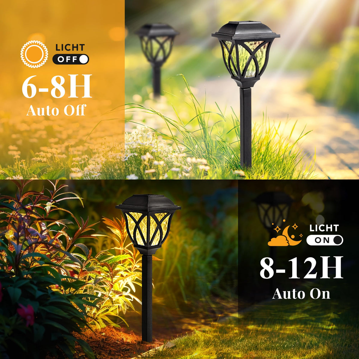 GIGALUMI 6 Pack Solar Lights Outdoor Waterproof, LED Solar Garden Lights