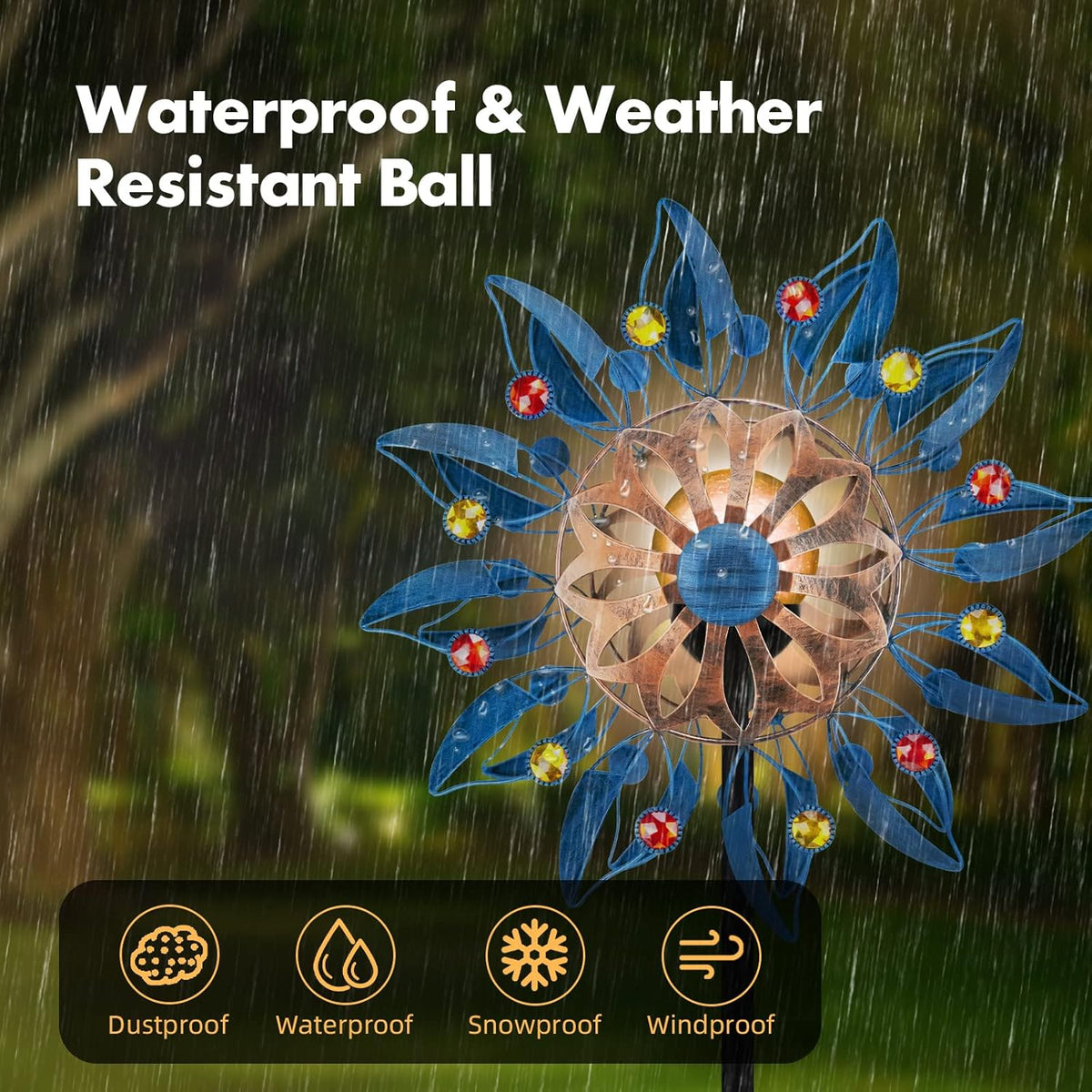 Solar Wind Spinner, Waterproof Outdoor Metal Wind Sculpture for Patio, Lawn & Garden Decor (Retro