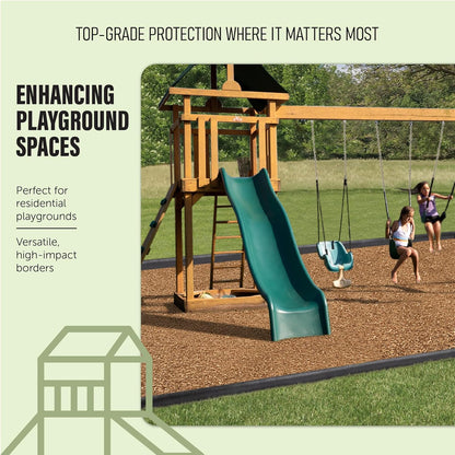 Playsafer 4' Flexible Interlocking Rubber Edging for Playgrounds (Black, 30 Pack)