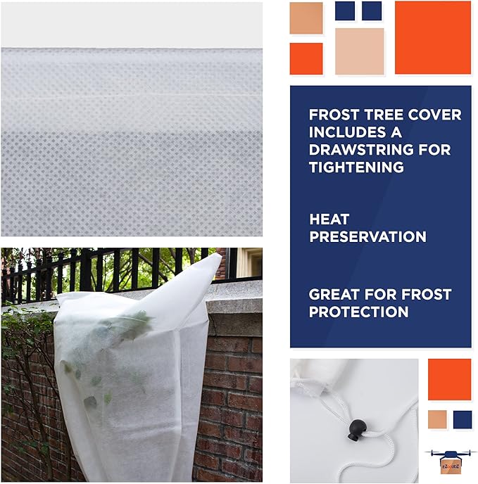 EZGOODZ White Winter Plant Covers Freeze Protection, 31.6 x 47 Inch. Pack of 2 Plant Winter Cover
