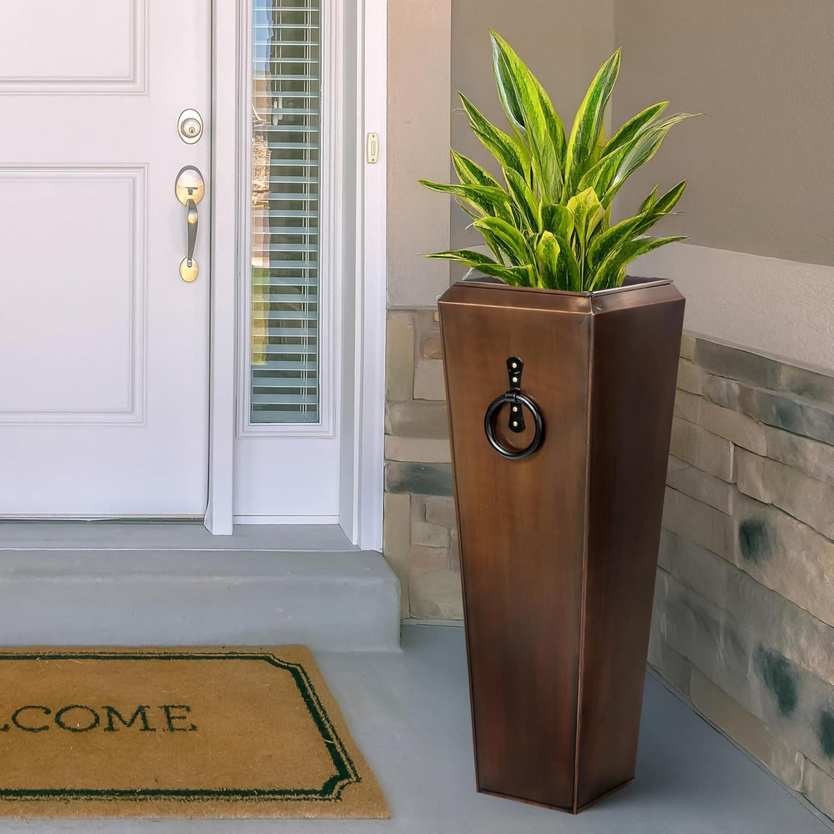 H Potter Tall Outdoor Planters Copper Large Flower Pots Indoor for Patio Balcony Garden Deck Front