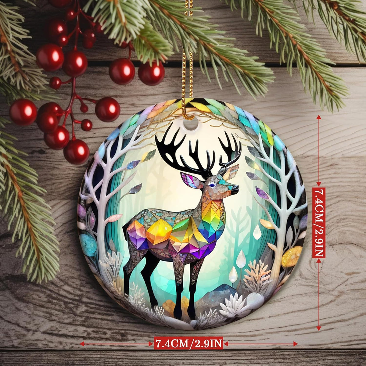 Colorful Ceramic Elk Christmas Ornament, Elk Ornaments for Christmas Tree, Holiday Decorations