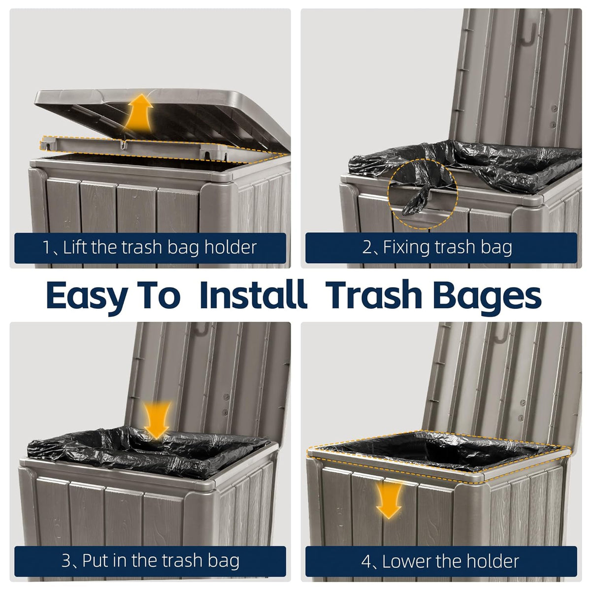 Outdoor Trash Can 23 Gallon Garbage Can with Lid Waterproof Resin Garbage Patio Waste Bin for