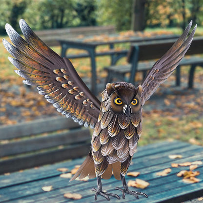 Natelf Garden Owl Sculptures & Statues, Standing Metal Bird Yard Art Sculpture for Patio Backyard