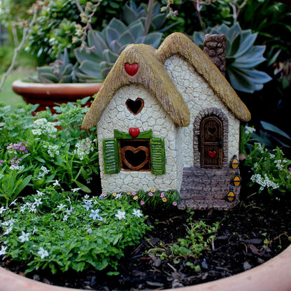 PRETMANNS Fairy Garden House for Outside – Sturdy Building 7” High with Door That Opens – Adorable