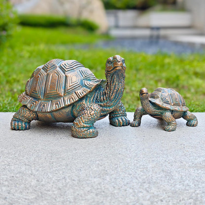 2 Pcs Outdoor Garden Turtle Statue, Cute Turtle Statue with Baby for Garden, Patio, Lawn, Outdoor
