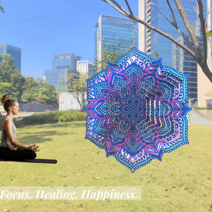 Mandala Wind Spinner Outdoor Mental Wind Spinner for Yard, Garden, Meditation, Yoga Decor Hanging