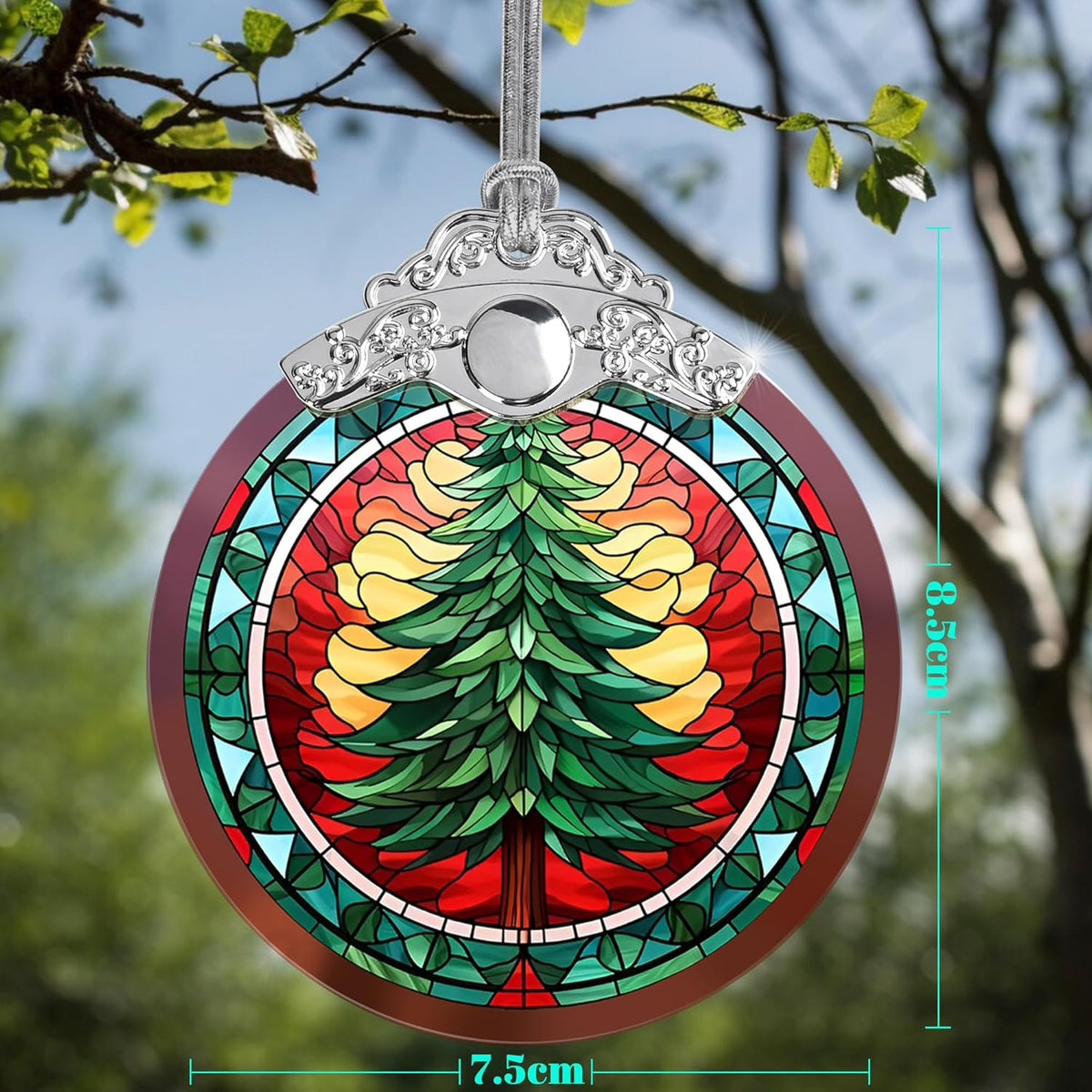 Stained Glass Christmas Ornaments, Jocidea Ornaments for Christmas Tree, Christmas Tree Decor