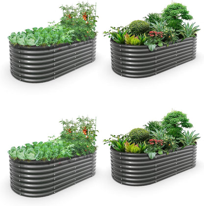 A ANLEOLIFE 4-Pack 6X3X2ft & 8X4X2ft Deep Root Galvanized Raised Garden Beds Outdoor for Planting