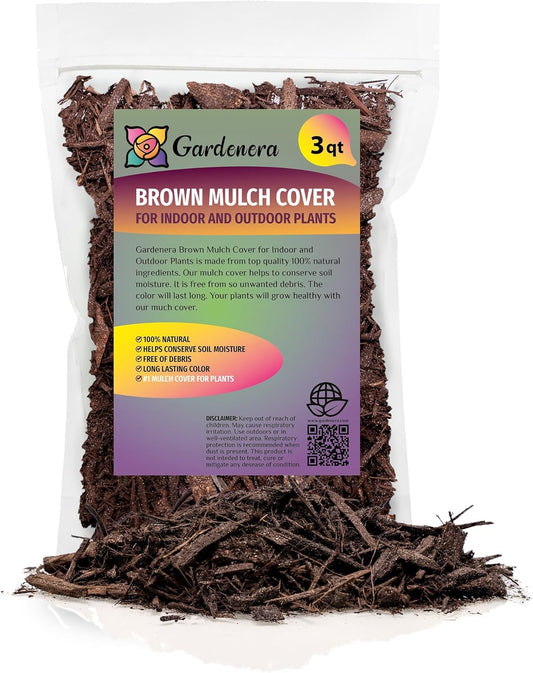 GARDENERA Brown Mulch - Create a Polished and Professional Outdoor Space - 3 QUARTS