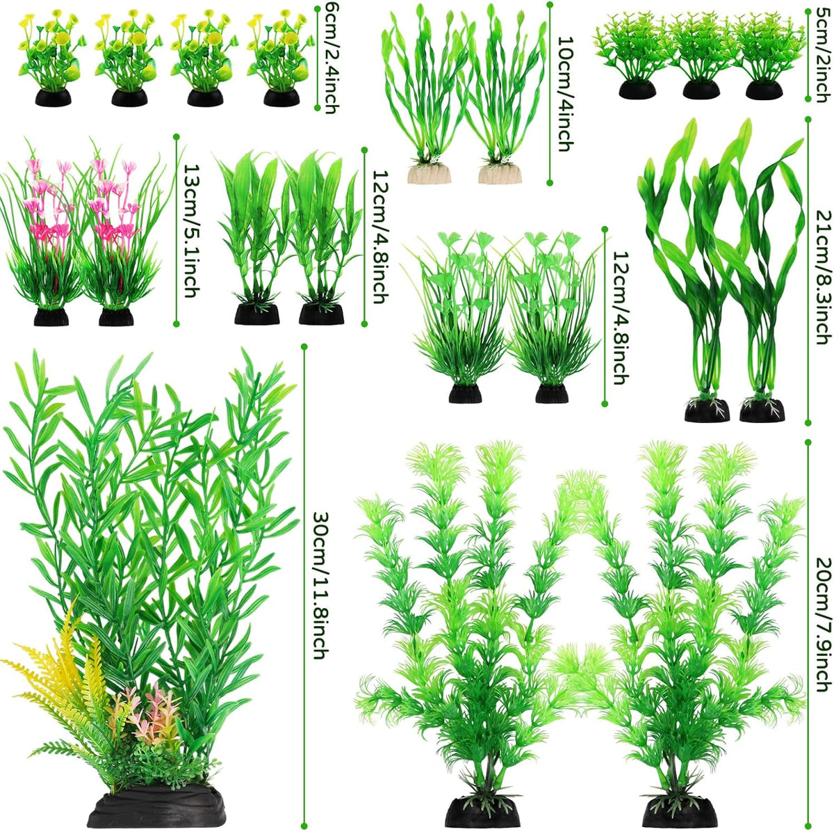 Fish Tank Plants, 20pcs Aquarium Decor Green Plants Artificial Aquarium Decorations Plant, Fish