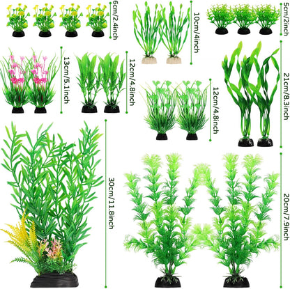 Fish Tank Plants, 20pcs Aquarium Decor Green Plants Artificial Aquarium Decorations Plant, Fish