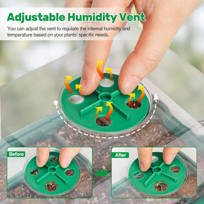 Bonviee 10 Packs Seed Starter Tray with Elevated Lid, 120 Cells Thicken Seed Starting Trays Kit
