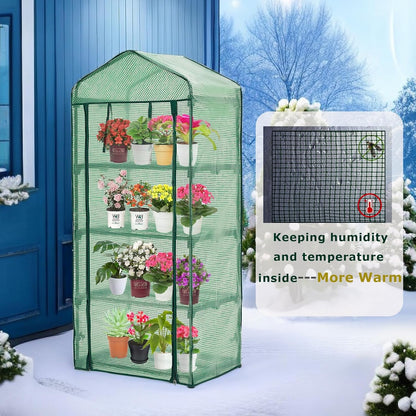 Mini Greenhouse for Indoor Outdoor,Plant Green House 4-Tier Rack Stand Portable Greenhouses with