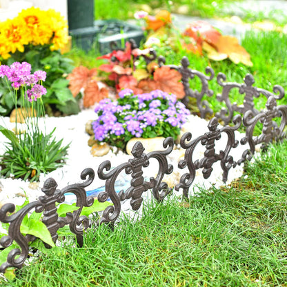 Sungmor Decorative Cast Iron Flower Bed Edging for Landscaping, 4PC Heavy Duty & Sturdy Low Garden