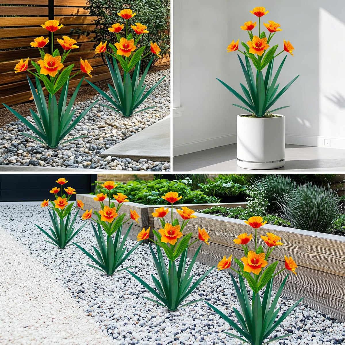 Homight Metal Agave Plant Outdoor Decoration Outdoor Garden Decoration Daffodils Flowers Mexican