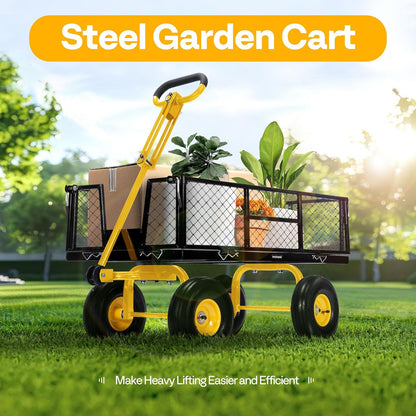 VIVOHOME Garden Cart Steel Heavy Duty 900 LBS Yard and Garden Wagon with 10 inch Tire and Handle