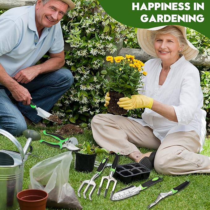 Heavy Duty Gardening Set, Featuring 9 Piece Durable Tools with Comfortable Non Slip Ergonomic