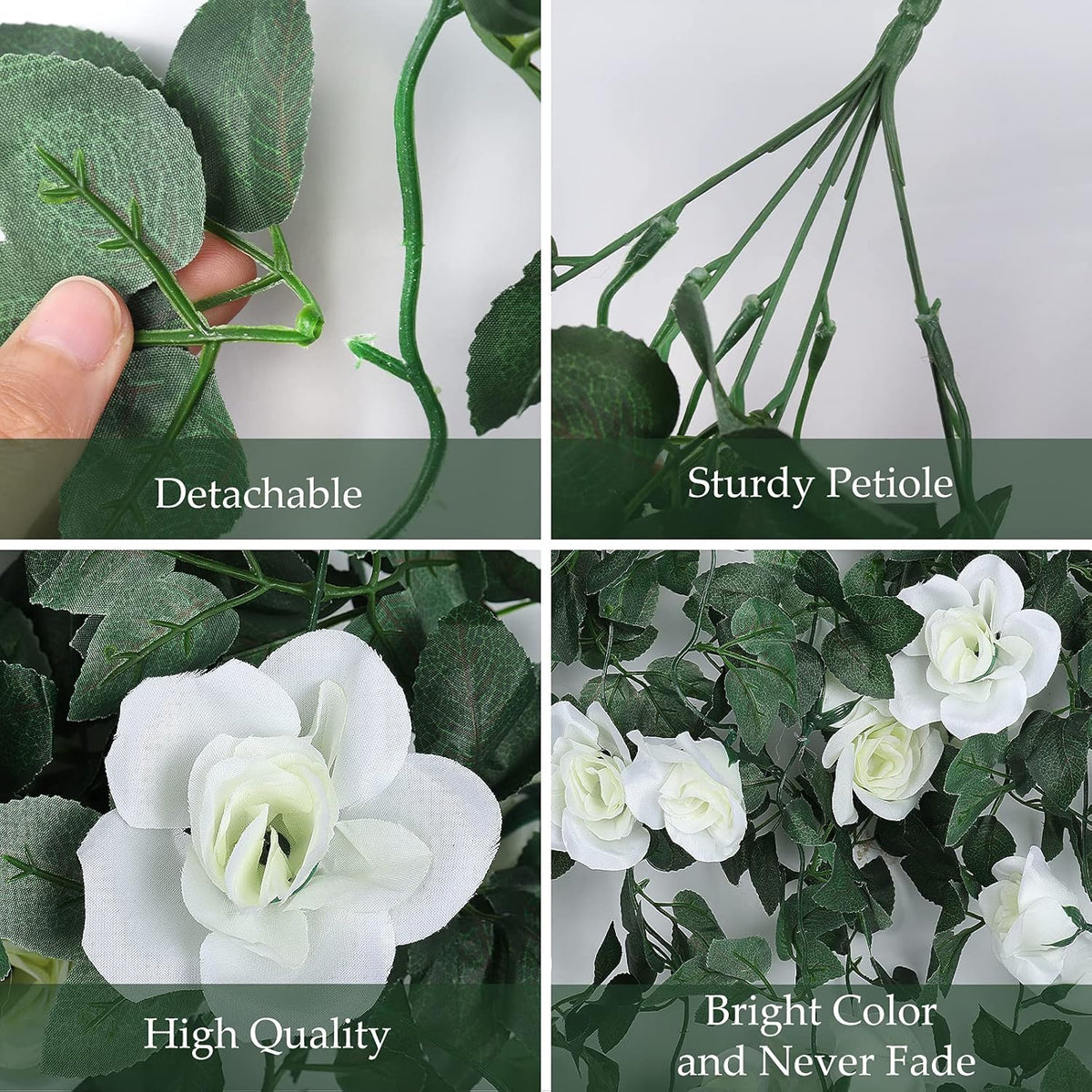 RECUTMS Artificial Plants Hanging 2Pieces 3.3Ft Rose Plant Flowers Vines Wedding Home Office Arch