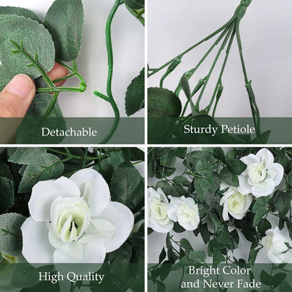 RECUTMS Artificial Plants Hanging 2Pieces 3.3Ft Rose Plant Flowers Vines Wedding Home Office Arch