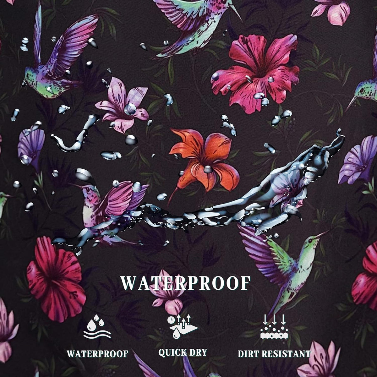 Beautiful Hummingbird Hibiscus Flower Laundry Basket Foldable With Handles Tote Bag Oxford Cloth