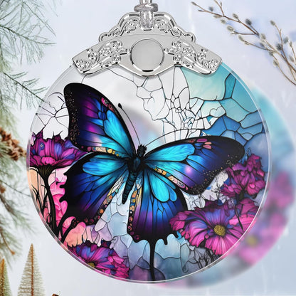 Stained Glass Suncatcher Ornament - Butterfly Christmas Decorations - Christmas Ornaments for Tree
