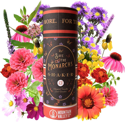 Save The Monarchs Wildflower Seed Shaker - 100,000+ Wild Flower Seeds for Planting - Beautiful Easy