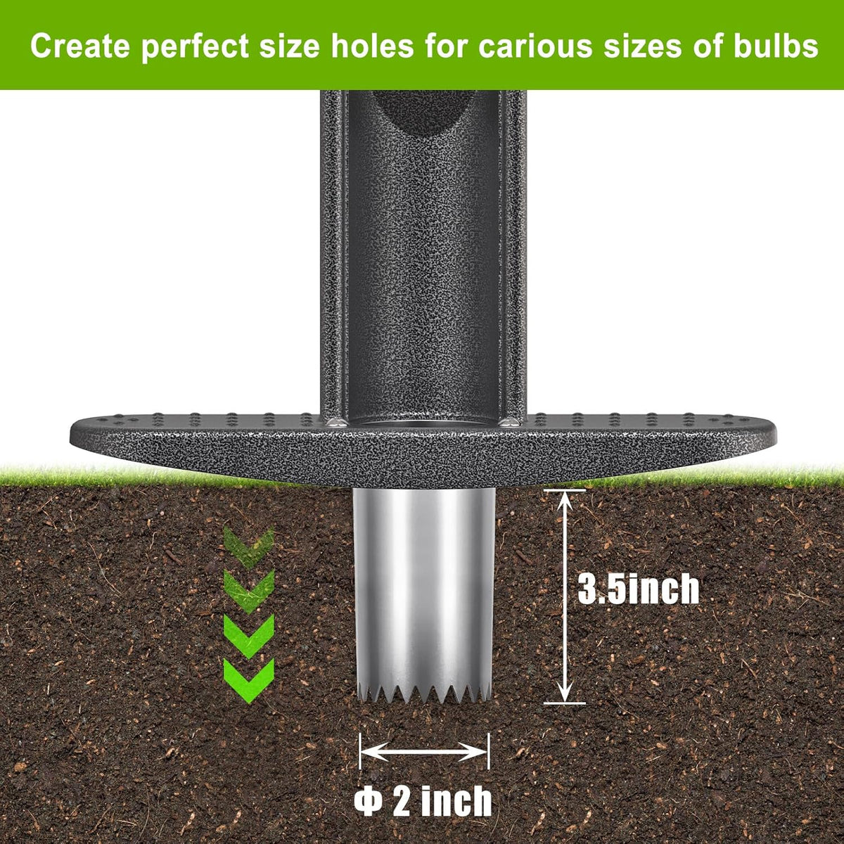 Dolibest Bulb Planter Tool w/Soft Rubber Grip, Grass Plugger Tool w/Stainless Steel Sharp
