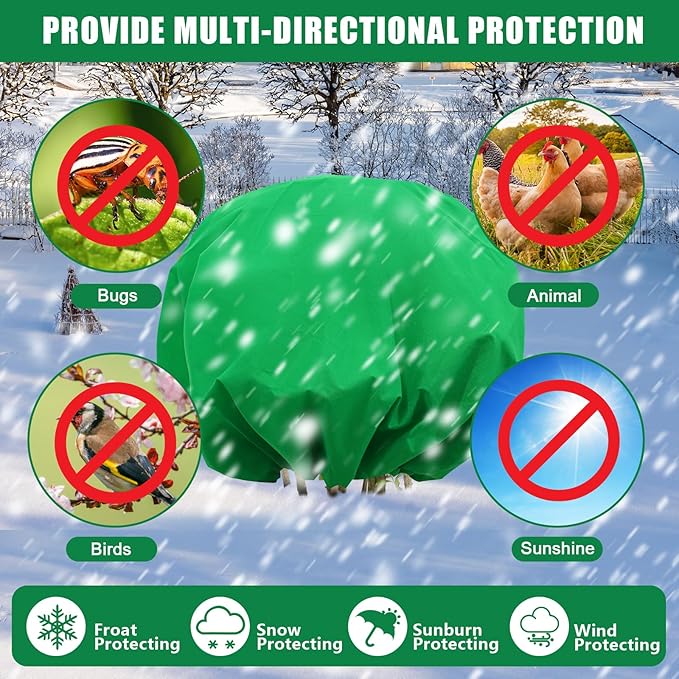 NNG 2PCS 9.7ft Dia. Round Winter Plant Covers Reusable Tree Freeze Protection with Drawstring