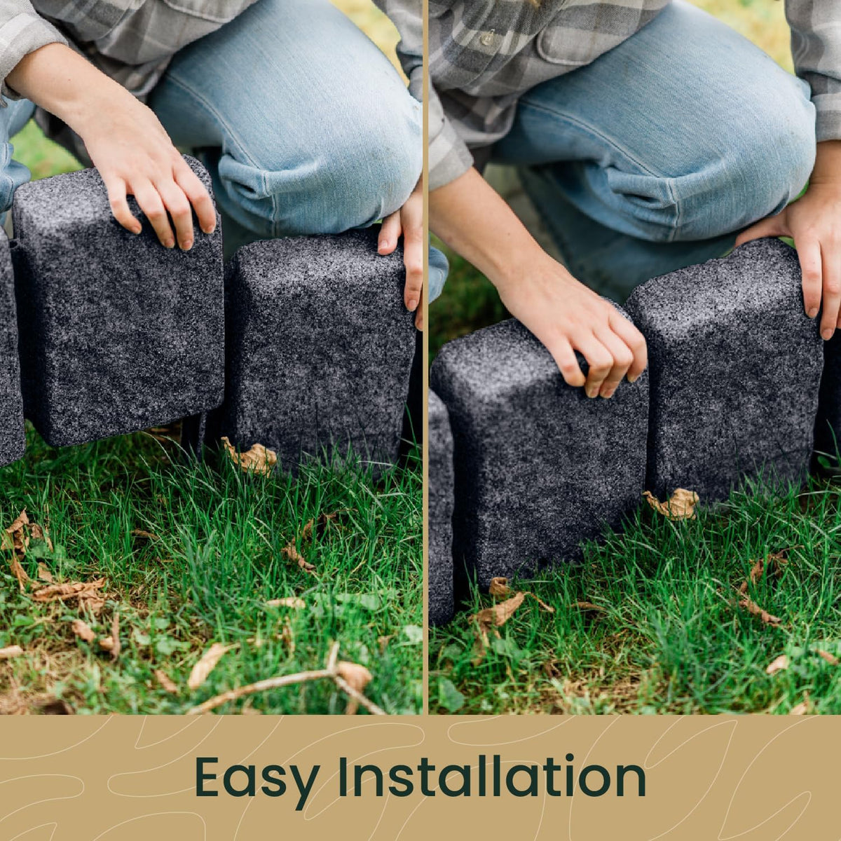 Beuta Landscape Edging | Garden Edging Border | Faux Stone Block XL for Lawn Edging, Flower Beds &