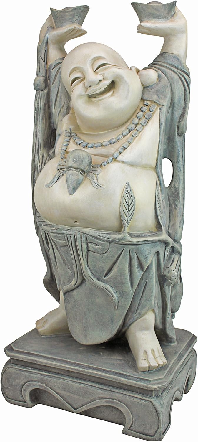 Design Toscano Jolly Hotei Laughing Man Asian Decor Indoor/Outdoor Garden Statue, 26 inches tall