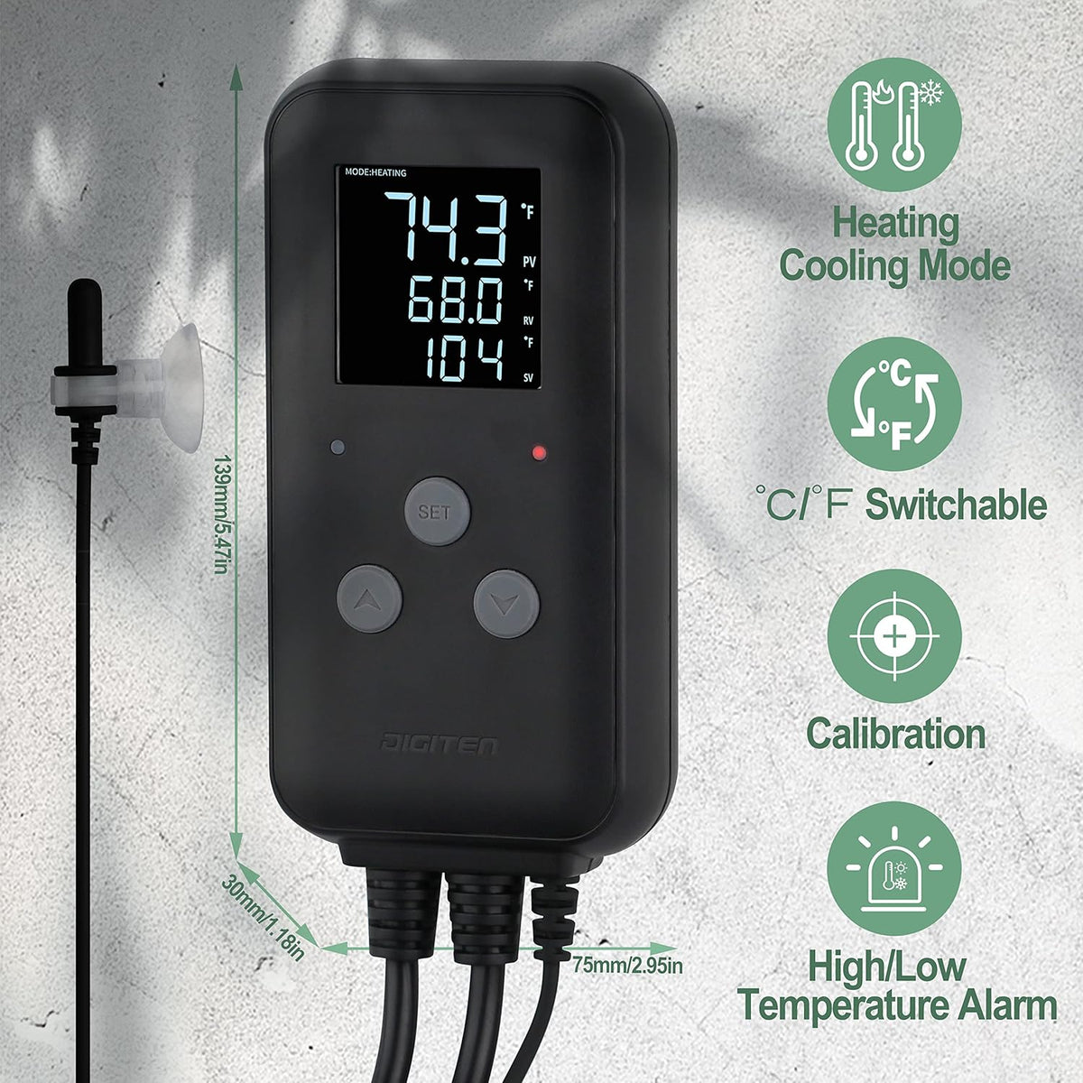 DIGITEN Waterproof Temperature Controller DTC310 Digital Temperature Controller Aquarium