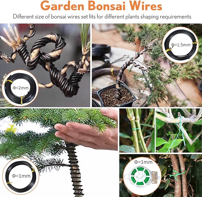 Bonsai Tools Kit 20 Pcs Garden Tools Set for Starters, Includes Bonsai Wire Kit, Plant Mat, Pruning